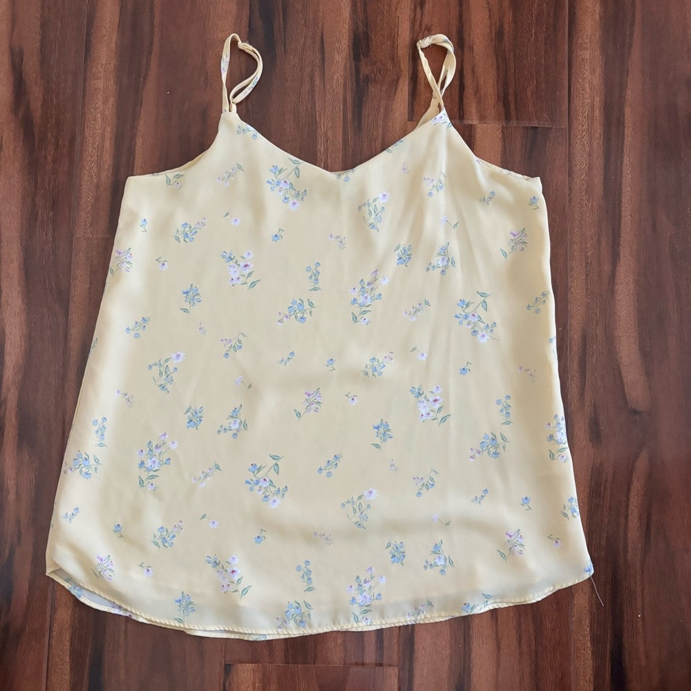Yellow floral tank top size s